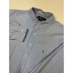 Ralph Lauren Yarmouth Oxford‎ Shirt Blue 17 1/2 34/35 Pony Logo Button Down